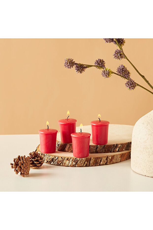 Essentials 4-Piece Cranberry Scented Votive Candle Set - 12 H