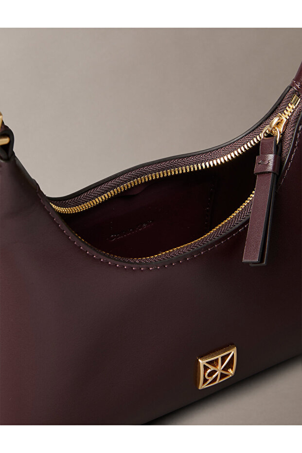 Monogram Logo Emblem Leather Small Shoulder Bag - 4