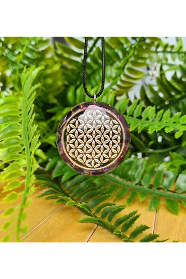 Amethyst Flower of Life Orgonite Necklace (Handmade Design Products)