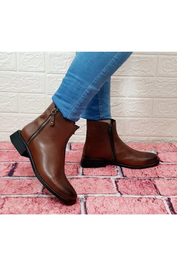 8479 Tan Color Non-Slip Sole Genuine Leather Women's Boots