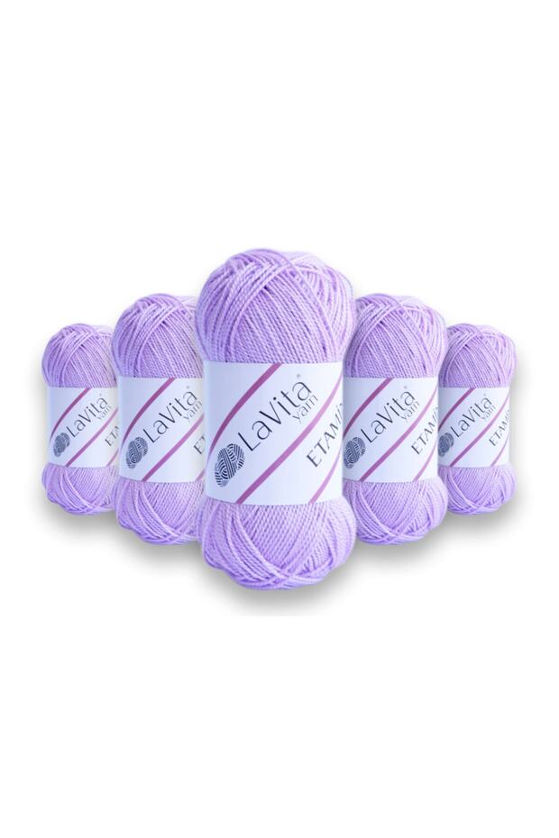 Etamin 30 gr Amigurumi, Punch, Etamin, Hand Knitting Thread, 5 Pack Taka Yarn (LİLA-0077)