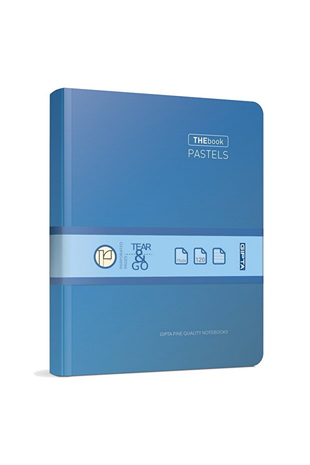 The Book Pastel 20x28 120 Sheets 4 Compartments Hard Cover Hardcover Notebook (3303) Checked Pastel Blue