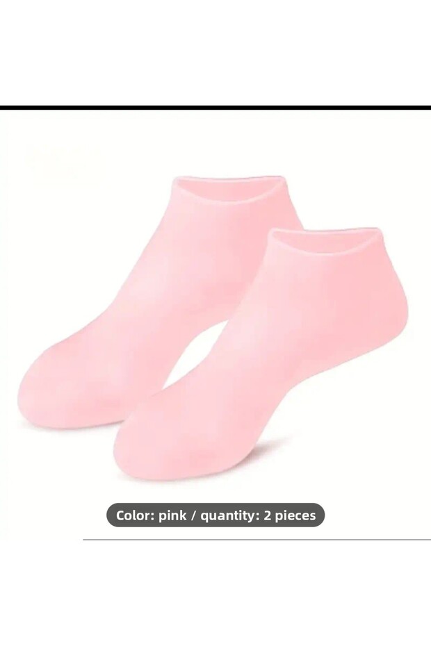 Hongyao 2Pcs Silicone Moisturizing Socks, Dry, Cracked Heels and Hard Skin Light Pink