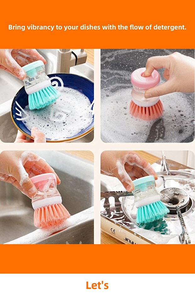 فرشاة غسيل الأطباق مع حاوية منظف عملية - 2