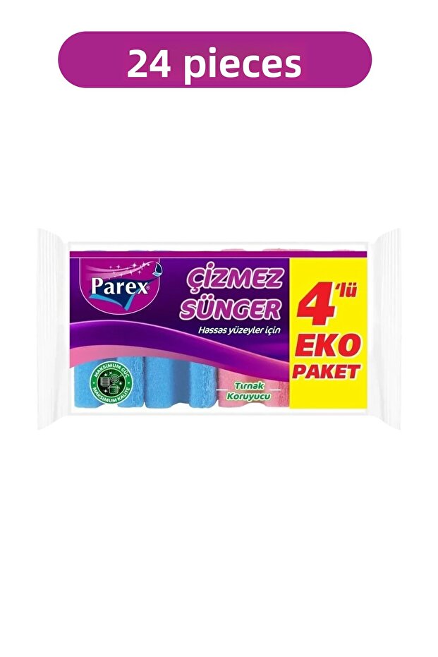 Non-Scratch 4-Pack Sponge with Grooves 24 Pack