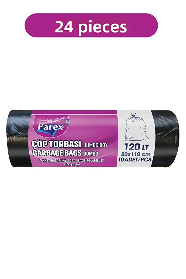 Professional 10-Pack Garbage Bags Jumbo Size 80 X 110 cm 24 Packs
