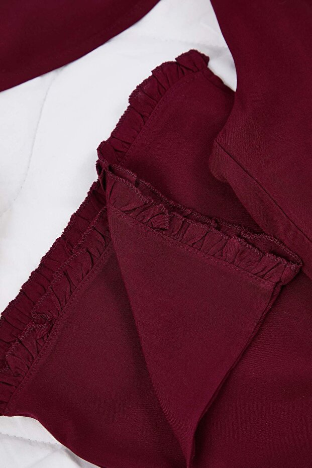 Mürdüm Fırfırlı Cep Detaylı Viskon Dokuma Pijama Takımı THMAW25PT00146 - 6