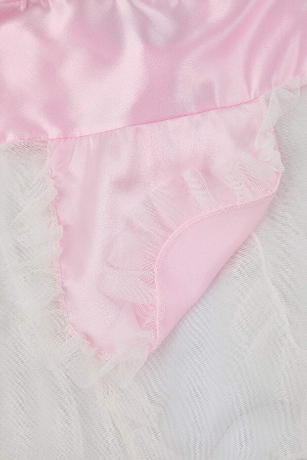 Beyaz-Pembe Tül Kapsız Babydoll/Fantezi Gecelik THMAW26LL00010 - 8