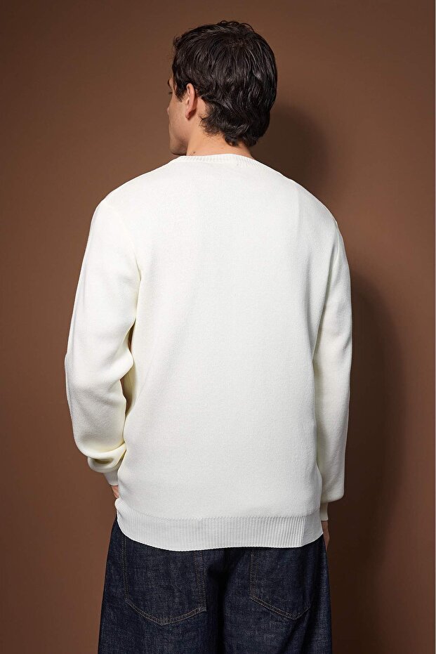 Ekru Oversize V Yaka Düz Hırka TMNAW26HI00000 - 4