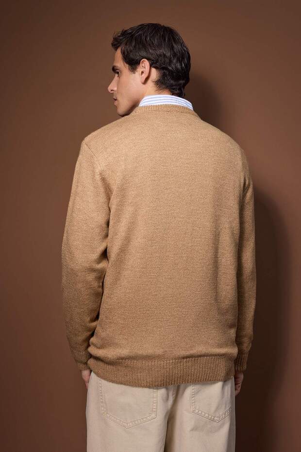 Bej Oversize/Geniş Kesim Bisiklet Yaka Kazak TMNAW26KZ00012 - 4