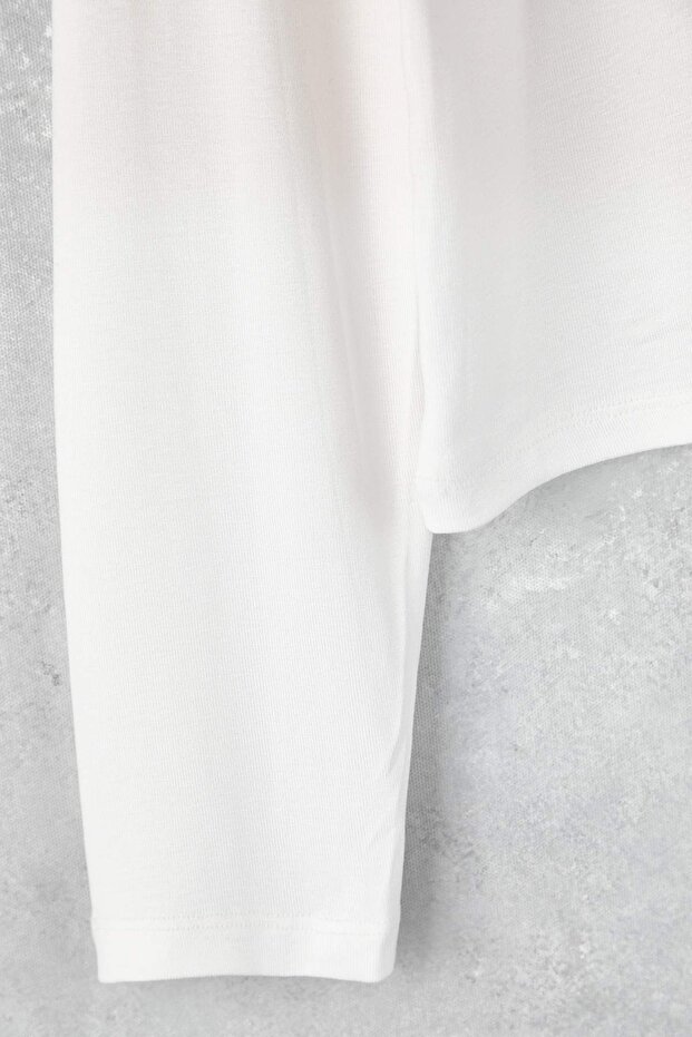 Beyaz Çıtçıtlı Crop Boy Basic Örme Büyük Beden Bluz TBBAW26AF00119 - 7
