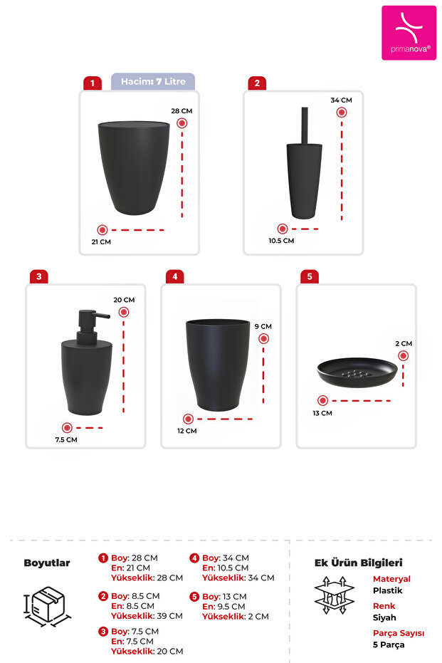 Pure 5'li Banyo Seti - Siyah - 3