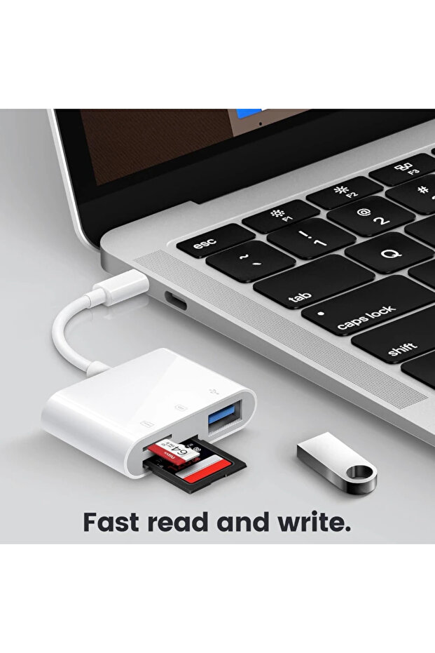 محول أبيض 3 في 1 من النوع C، Tf، Cf، Sd، قارئ بطاقات الذاكرة، مسجل، فلاش مدمج USB-C، احترافي - 8