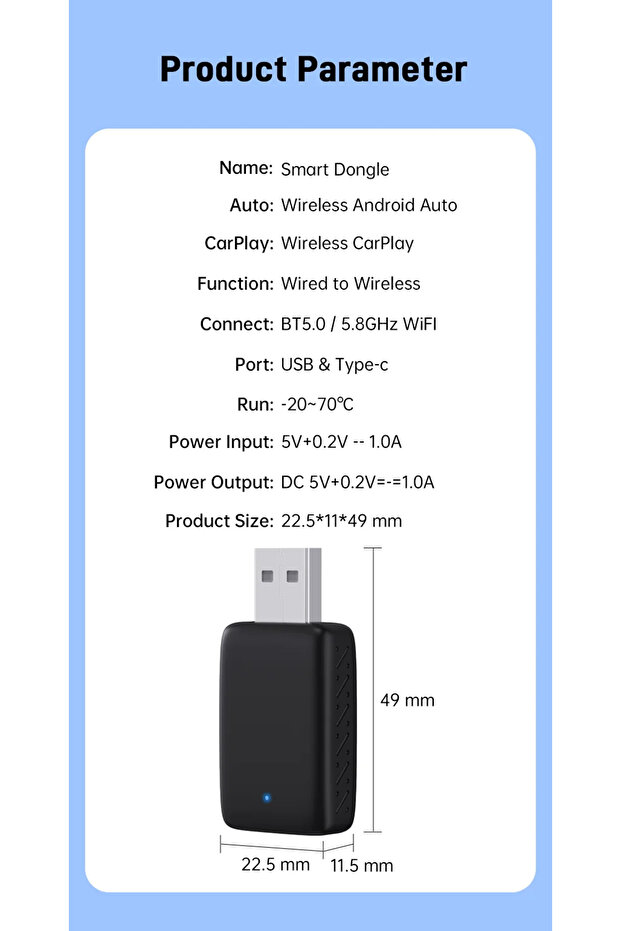 Carplay Mini Adapter 2025 CarPlay/Android Auto Mini Adapter – Wireless, Plug&Play, Bluetooth/WiFi - 2