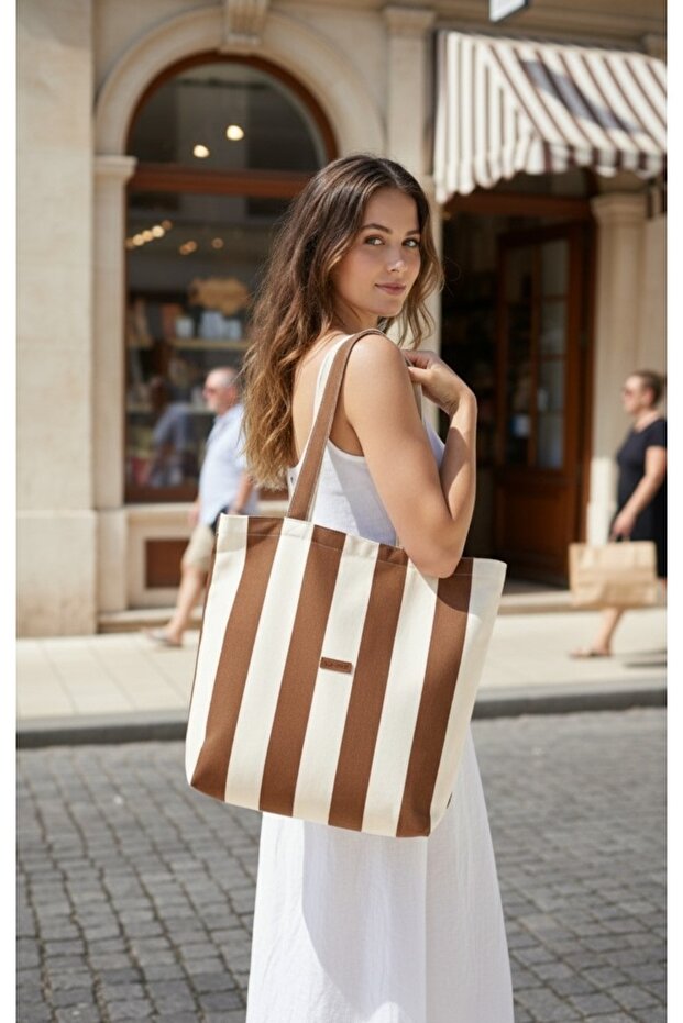 Benita Multi-Purpose Bag Fabric Shoulder Bag Brown Cream