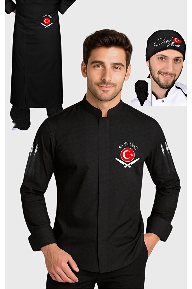 All-In-One Name Gift Chef Set (Chef Jacket + Chef Apron + Chef Bandana) Chef Clothing