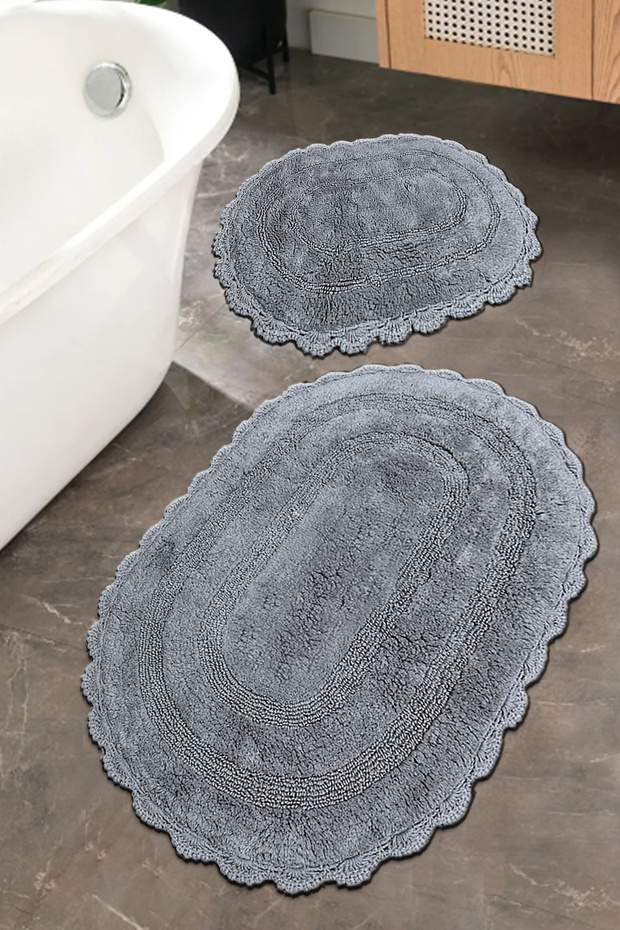 Regnum Gray 2-Piece 100% Cotton Set Bath Mat