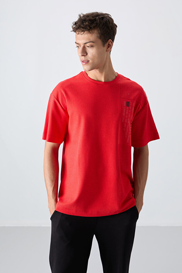 Fiesta Cotton Thick Surface Textured Oversize Fit Printed Men's T-Shirt - 88338