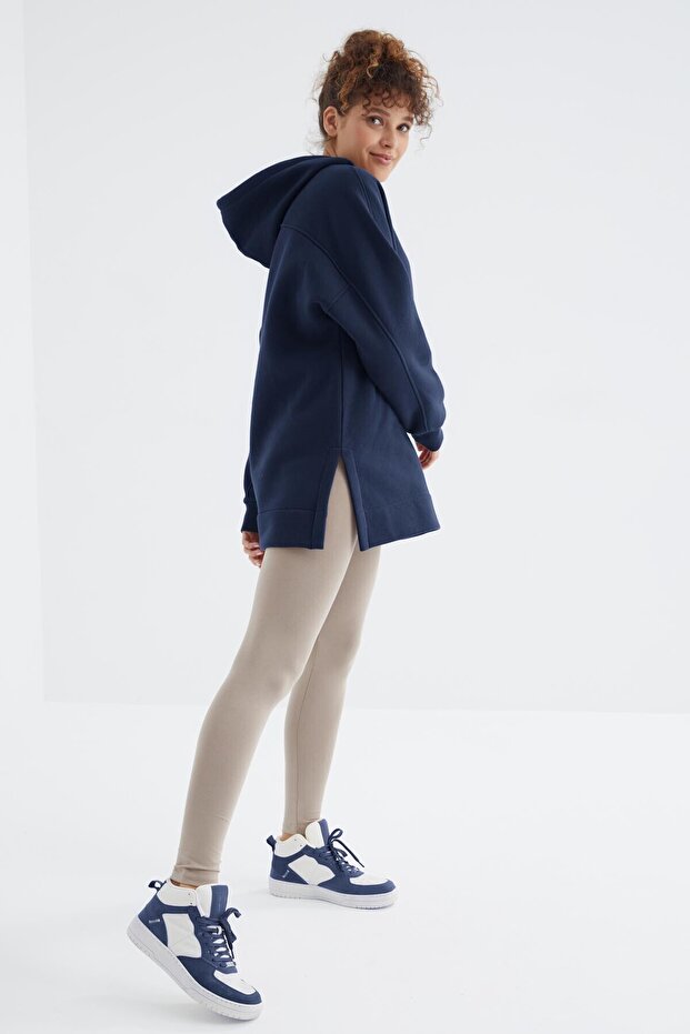 İndigo Reglan Kol Basic Kapüşonlu Oversize Sweatshirt Tunik - 97242 - 4