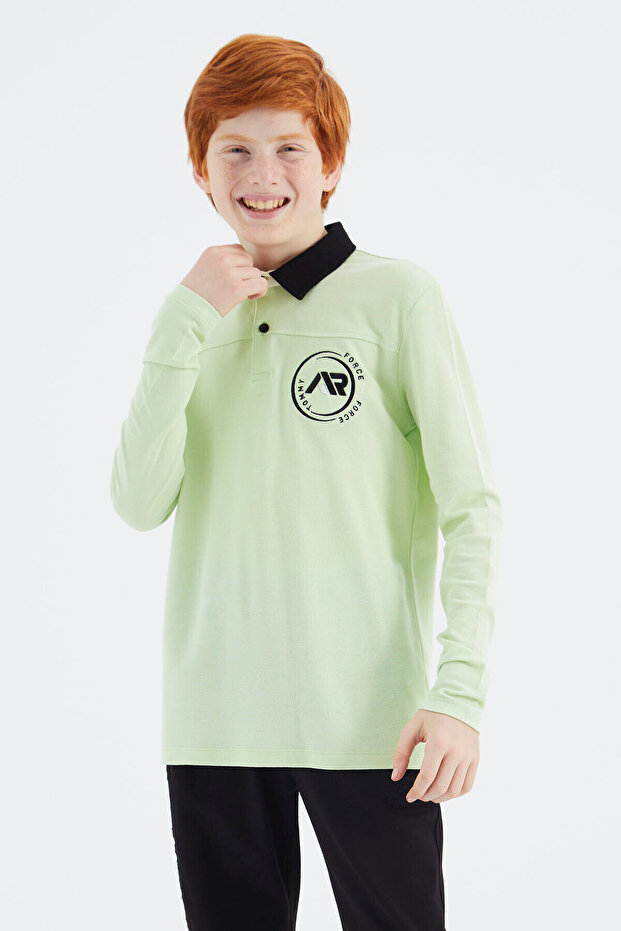Light Green Polo Neck Boy T-Shirt - 11172