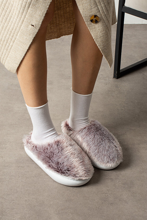 Mor Peluş Eva Taban Terlik - 8