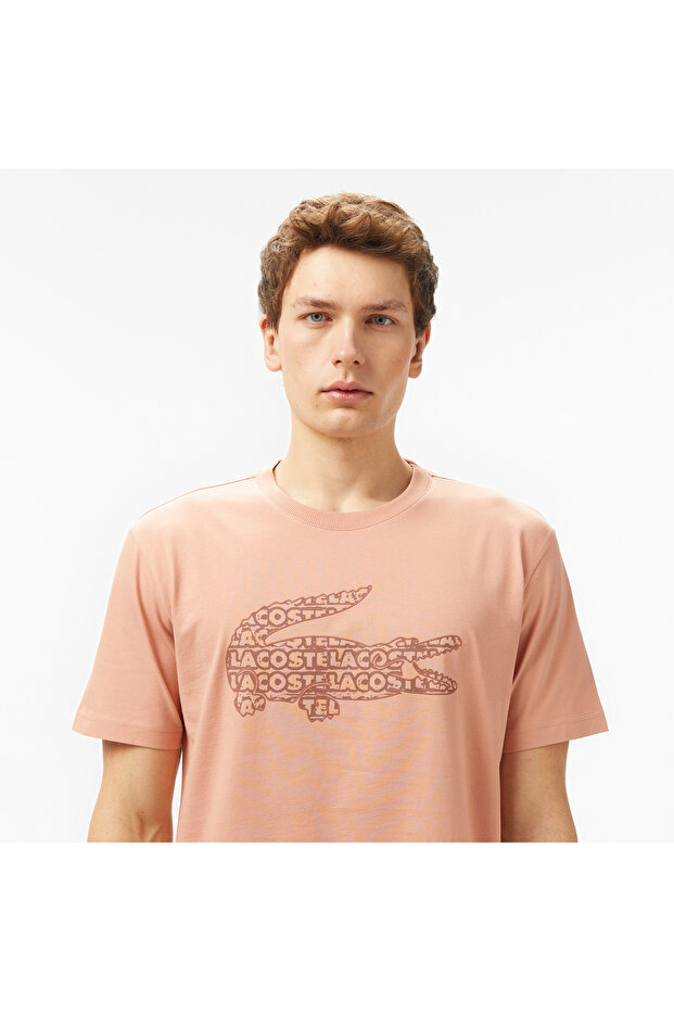 Erkek Regular Fit Bisiklet Yaka Baskılı Açık Kahverengi T-Shirt - 2