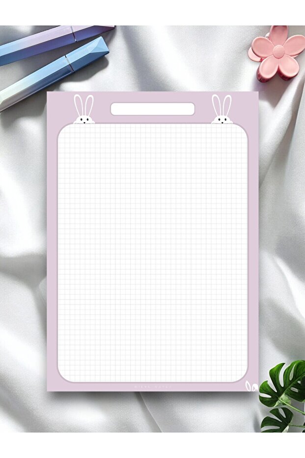 A4 Lilac Rabbit Patterned Notepad - Notepad - Notepad (Checked) - 2