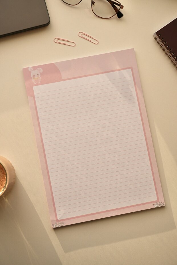 A4 Tavşan Desenli Notepad - Not Defteri - Bloknot - 1