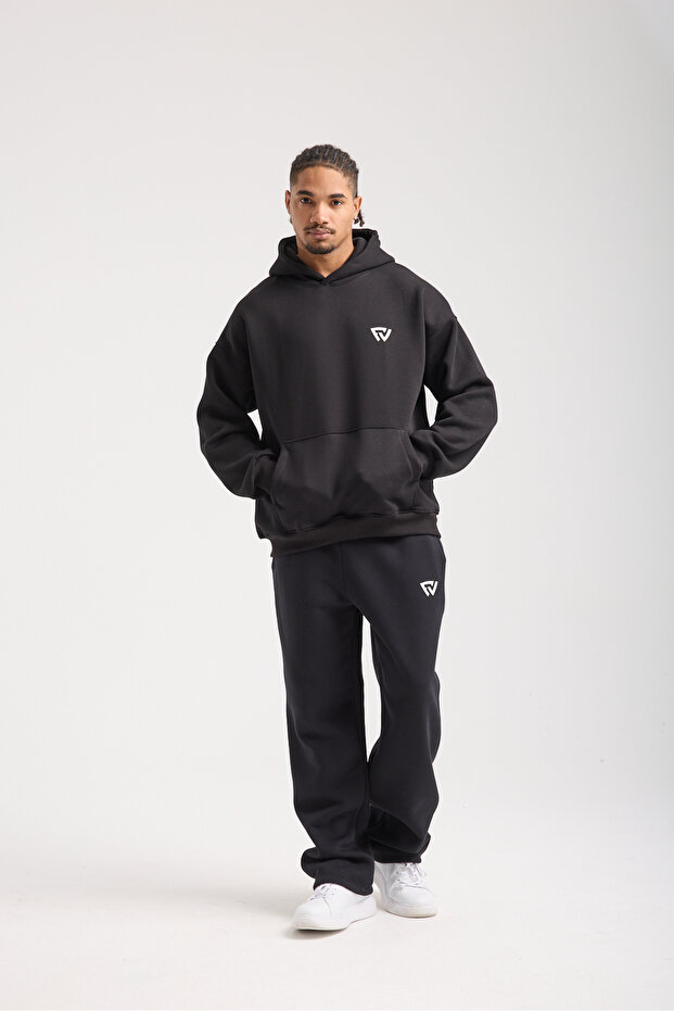 Unisex Basic Oversize Kapüşonlu Sweatshirt - 5