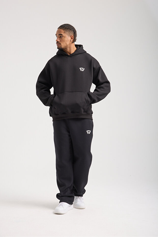 Unisex Basic Oversize Kapüşonlu Sweatshirt - 7