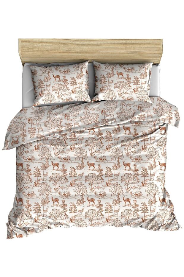 Maki Home One Hundred Percent Cotton Christmas Deer Forest Themed 200X220 cm Double Duvet Cover Set
