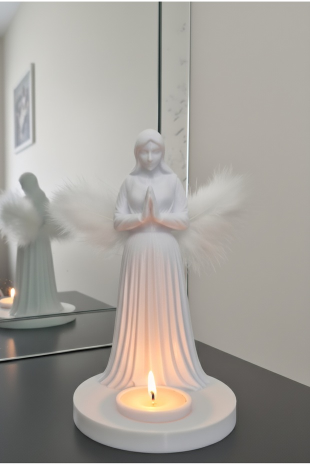 Kanatlı Melek Figürlü Mumluk - 1