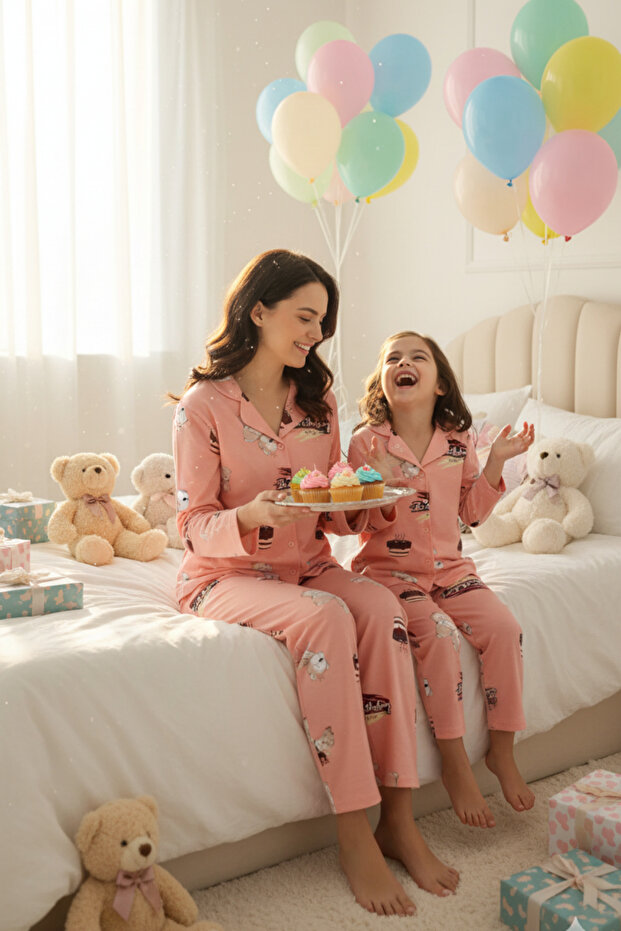 طقم بيجامة قطنية بأزرار - 2