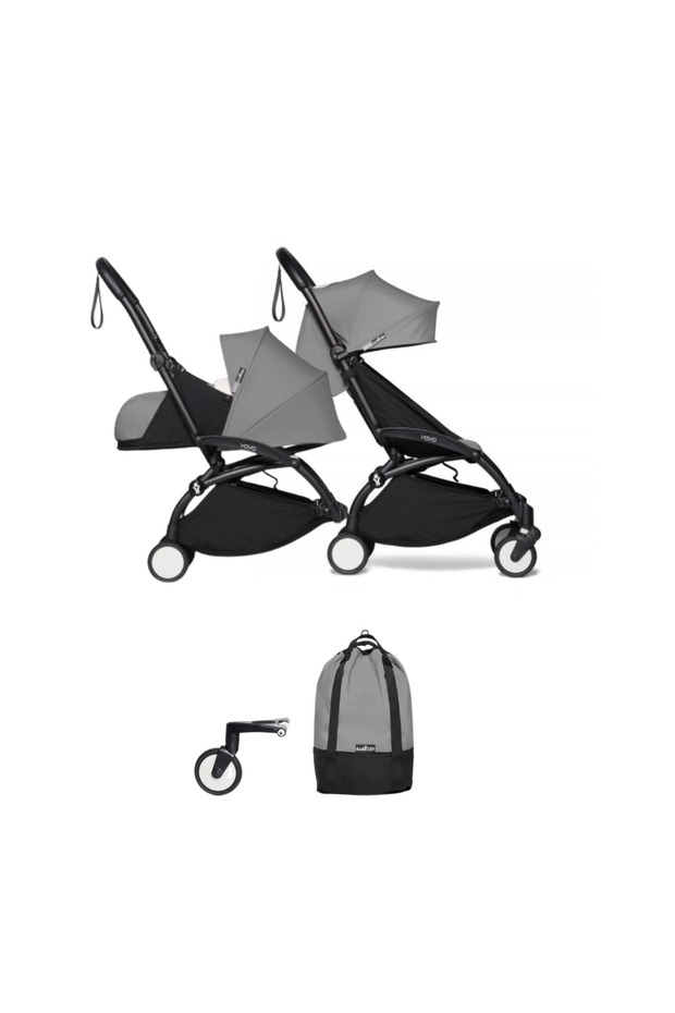 Yoyo2 Stroller Complete Set (Crib 0+, Seat 6+) with Frame and Additional Frame for Yoyo Connect Stroller and Wheeled Bag - Grey - 1