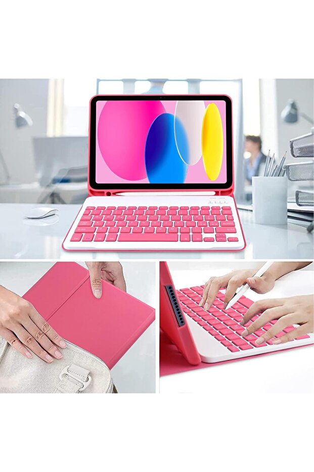 iPad 11Th Generation A16 2025 / 10Th Generation 10.9 Compatible Tablet Case with Keyboard Wireless Bluetooth Pen Compartment - 4