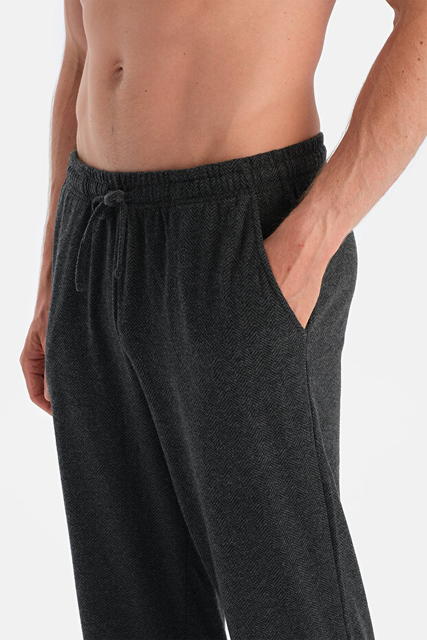 Antrasıt Boru Paça Örme Pantolon - 5