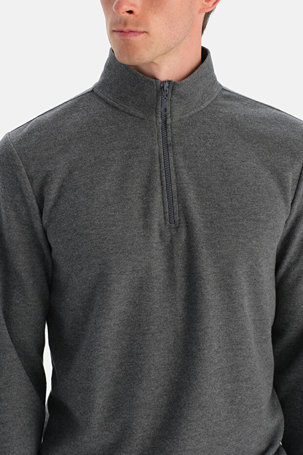 سترة رمادية نصف سحاب - 7