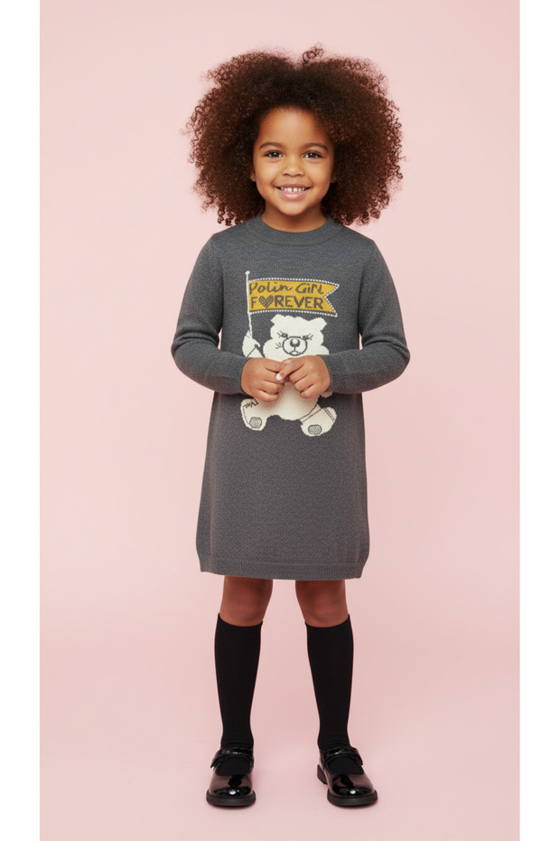 BEAR PATTERNED Knitwear GIRL'S DRESS