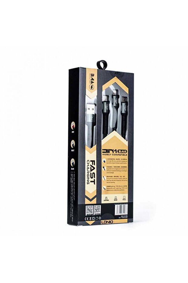 كابل شحن ونقل بيانات سريع 3 في 1 لـ Type-C و Micro-USB و Lightning - 2