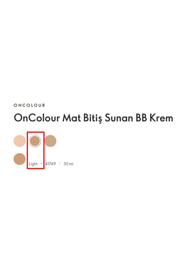 Oncolour Mat Bitiş Sunan Bb Krem Light - 3