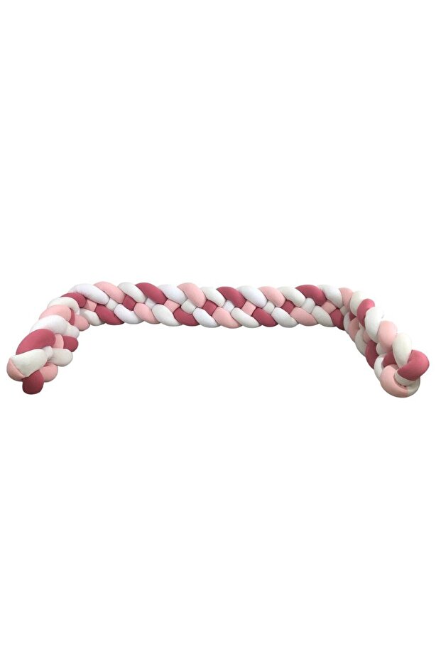 4-Piece Knit Protection Bed Edge Protector Dark Pink Dust Pink White White
