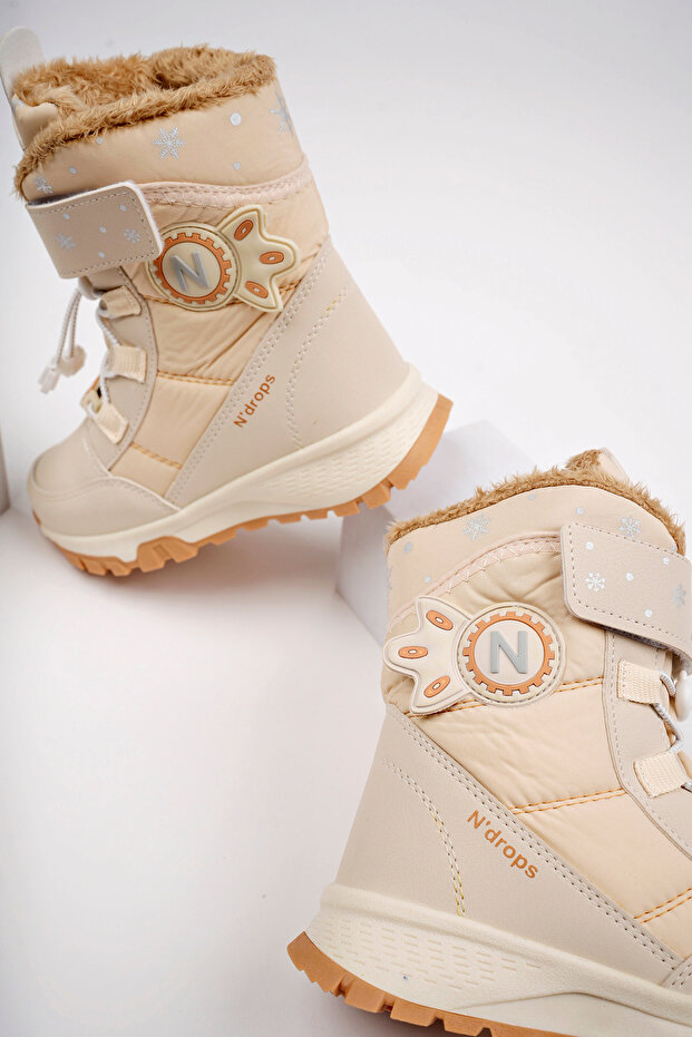 Kız Çocuk Bej Kürklü Bot - 4