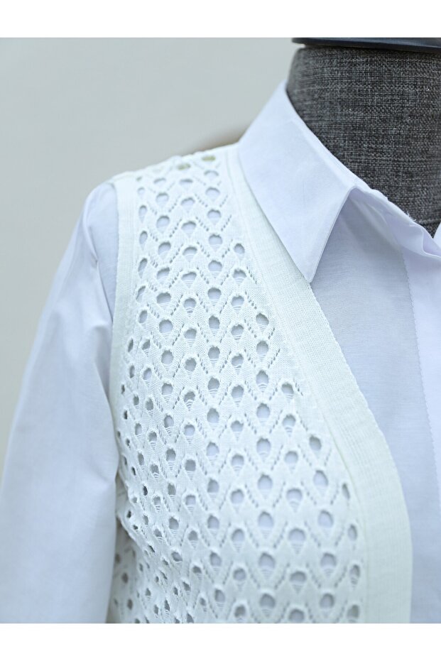 Ajurlu Yelek -Ekru - 3