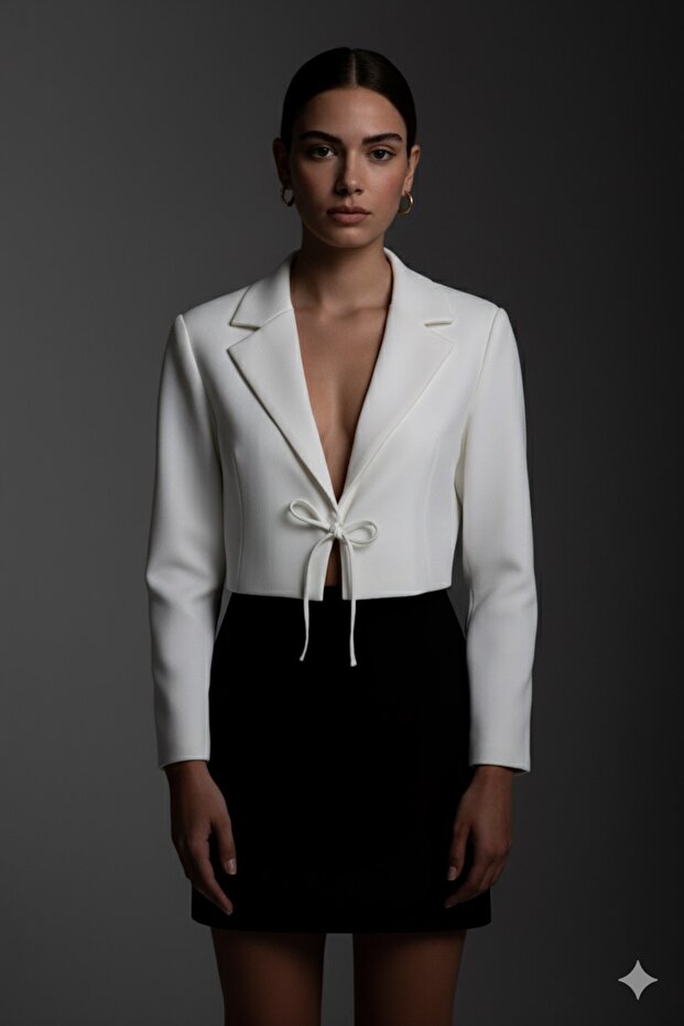 Crop Blazer Ceket - 1