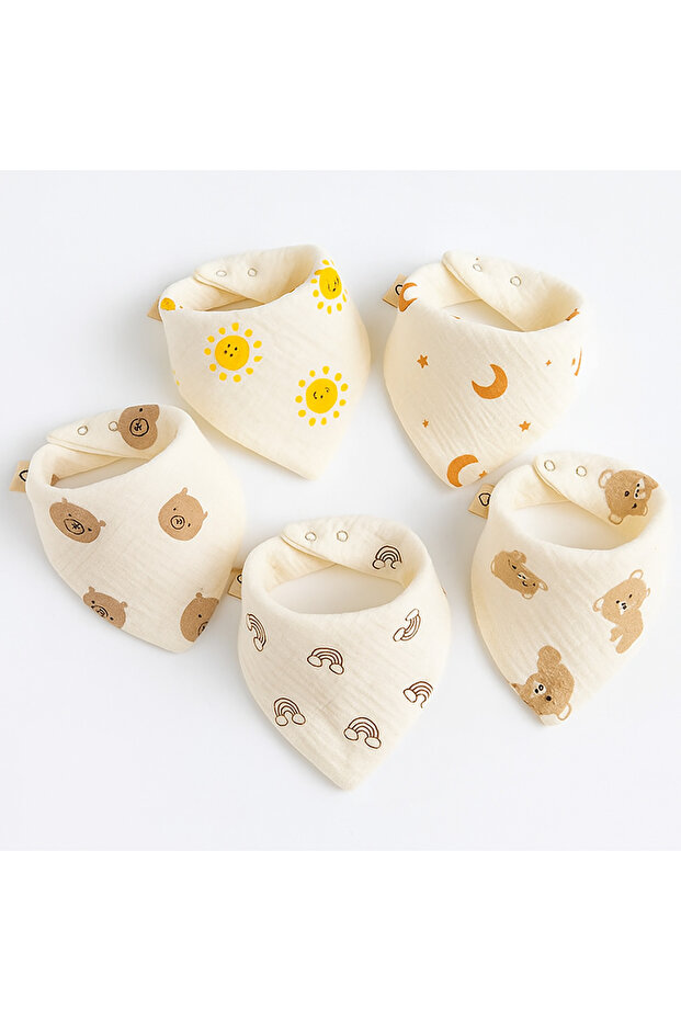 5-pack of cute cotton newborn baby bibs