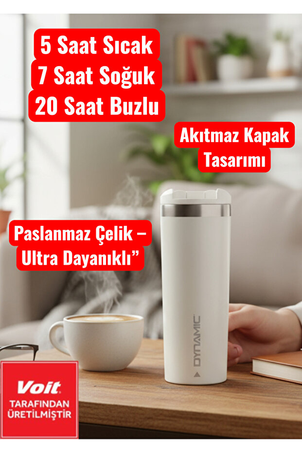 Paslanmaz Çelik Termos  500ML Siyah/Krem 2 Renk Seçeneği - 1