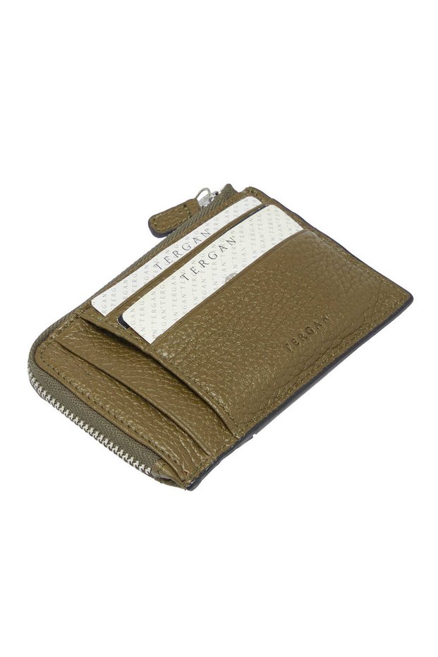 Green Genuine Leather Unisex Credit Card Holder - S1Kk00000265-T7N