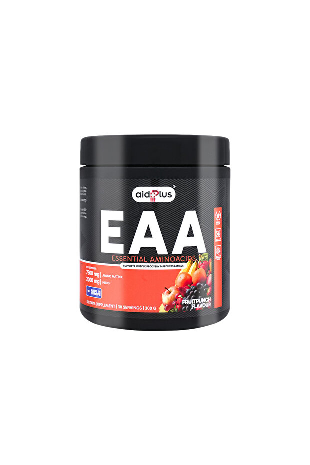 AID PLUS EAA Fruit Punch, 300g — 7500mg EAA Complex with BCAA & Glyco Complex