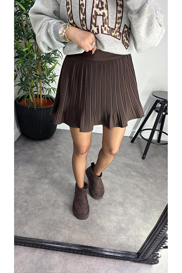 Pliseli Şortlu Etek - 5