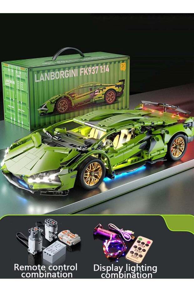 Supercar Building Block Toy with Lights, 1:14 Scale, App & Remote Control - 1